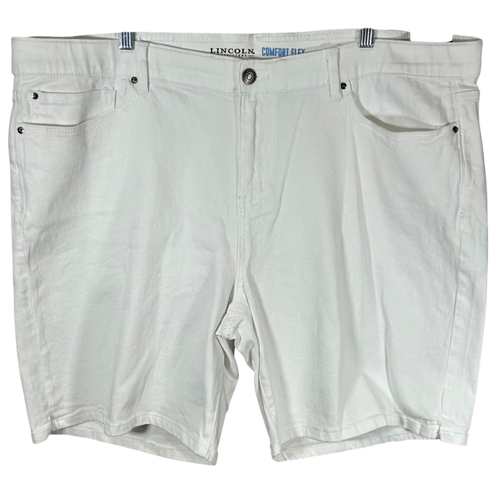 Lincoln Outfitters Womens White Bermuda Plus Denim Shorts Size 24W Comfort Flex